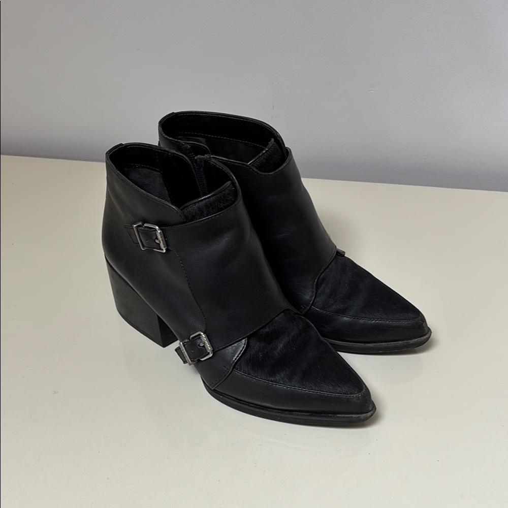 Sam Edelman Black Ankle Booties with Pony Hair